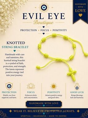 Evil Eye Boutique Knotted String Bracelet - Neon Yellow
